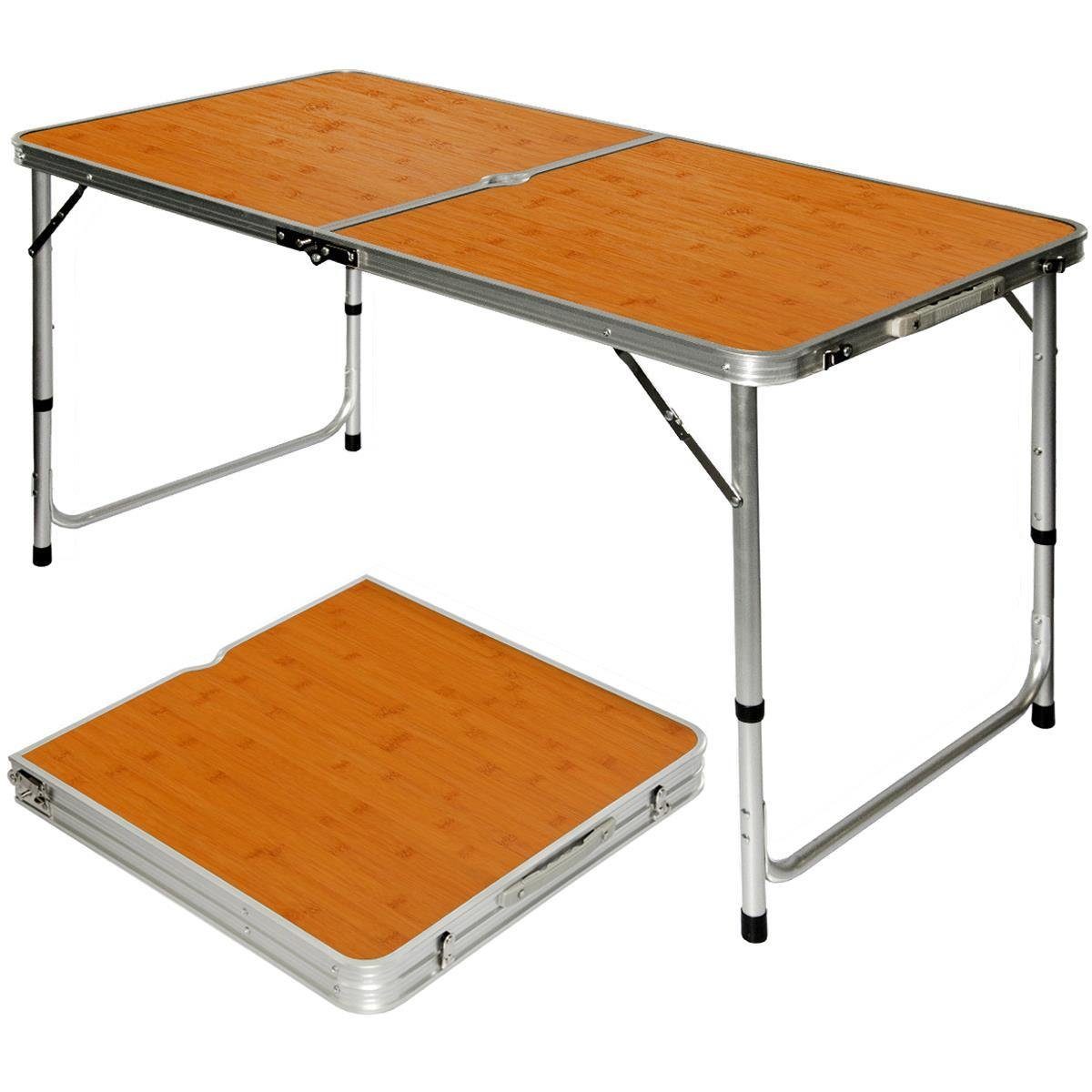 Campingtisch Klappbar 120 x 60 x 60 cm - Verstellbarer Gartentisch - Koffertisch