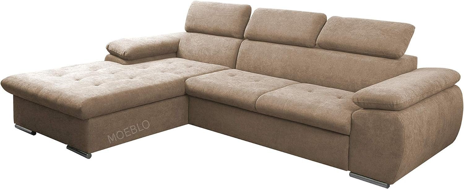 MOEBLO Ecksofa Nilux, Sofa Couch L-Form Polsterecke für Wohnzimmer, Schlafsofa Sofagarnitur Wohnlandschaft, mit Bettkasten und Schlaffunktion Beige (AVRA 04)