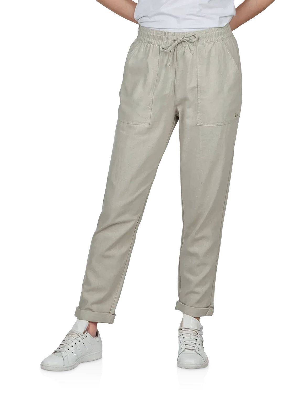 DENIMFY Chinohose Damen Leinenhose DFLinda Regular Fit Sommer Freizeithose mit Taschen