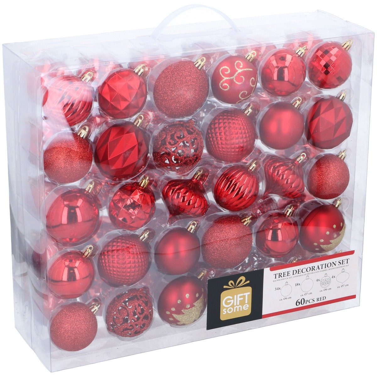 Giftsome Weihnachtsbaumkugel Giftsome 60 Weihnachtskugeln Rot