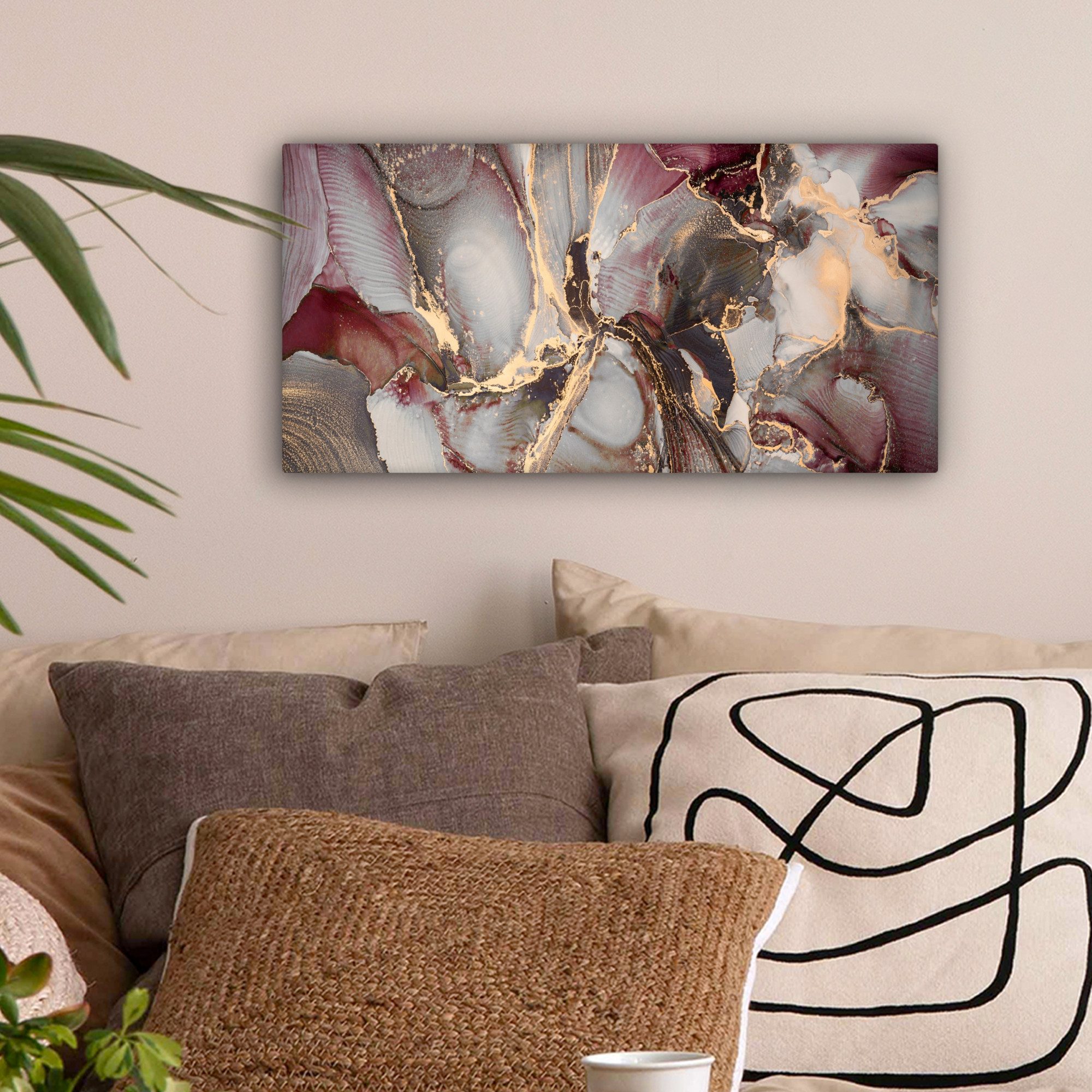 OneMillionCanvasses® Leinwandbild Panorama Gold - Marmor günstig online kaufen