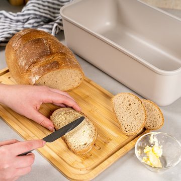 bremermann Brotkorb Brotkasten mit Bambus-Deckel, Brotbox, Schneidebrett, Brottopf, grau