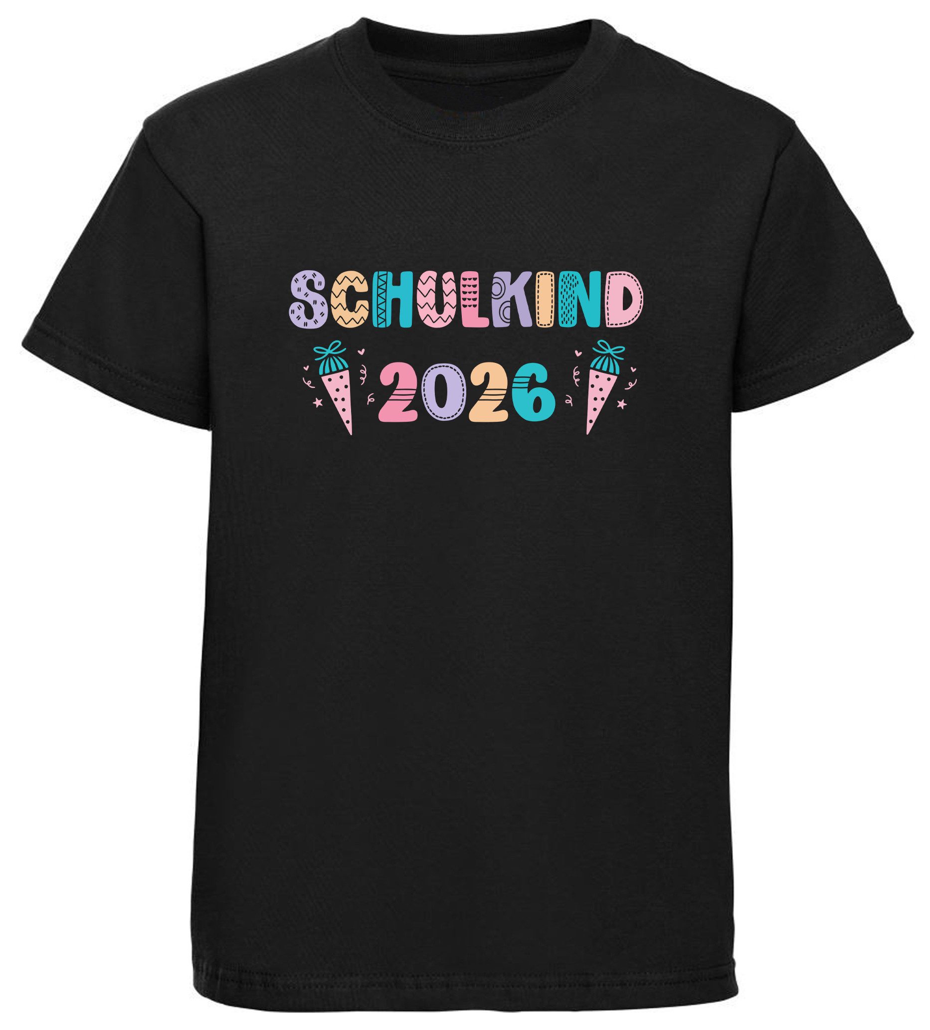 MyDesign24 T-Shirt Kinder Einschulungs T-Shirt Schulkind 2026 schwarz kurzarm Regular Fit print Shirt i796