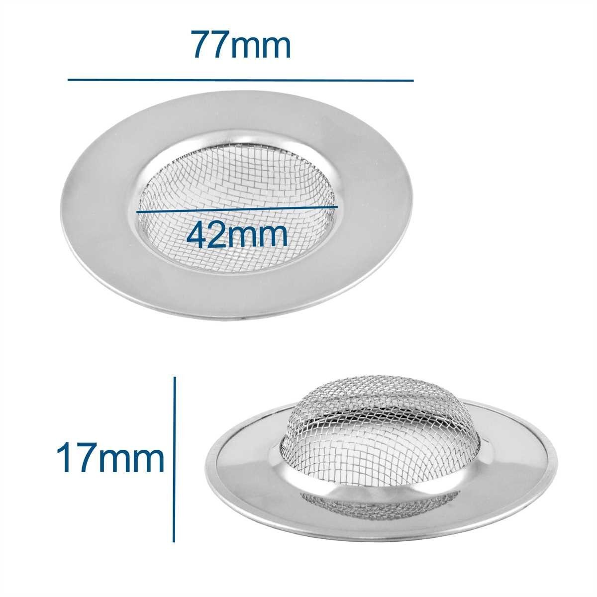 Lantelme Abflusssieb 2 Stück Set Edelstahl für Küche Spülbecken Dusche Badewanne Sieb, Edelstahl, (Feinmaschig), Haarfangsieb, Schmutzsieb, Siebdurchmesser 4,2cm, Siebtiefe 1,6cm
