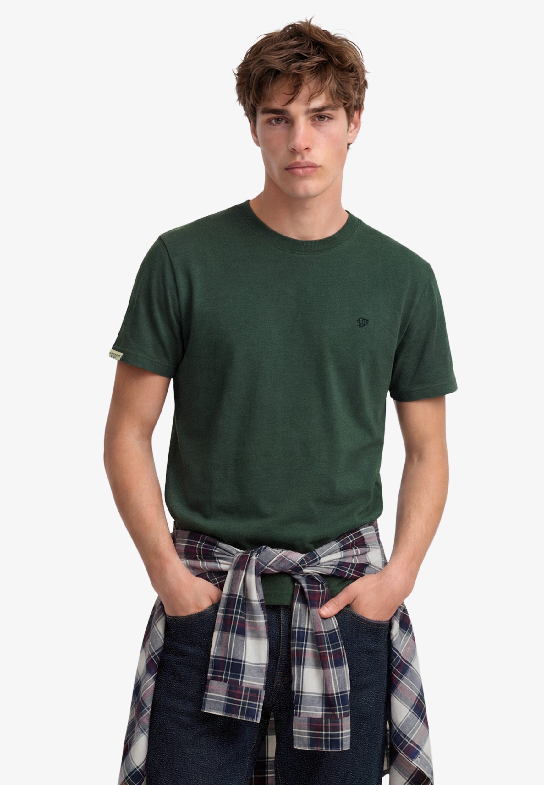 Superdry T-Shirt ESSENTIAL SDCO LOGO EMB TEE Forest Green Grit/Navy