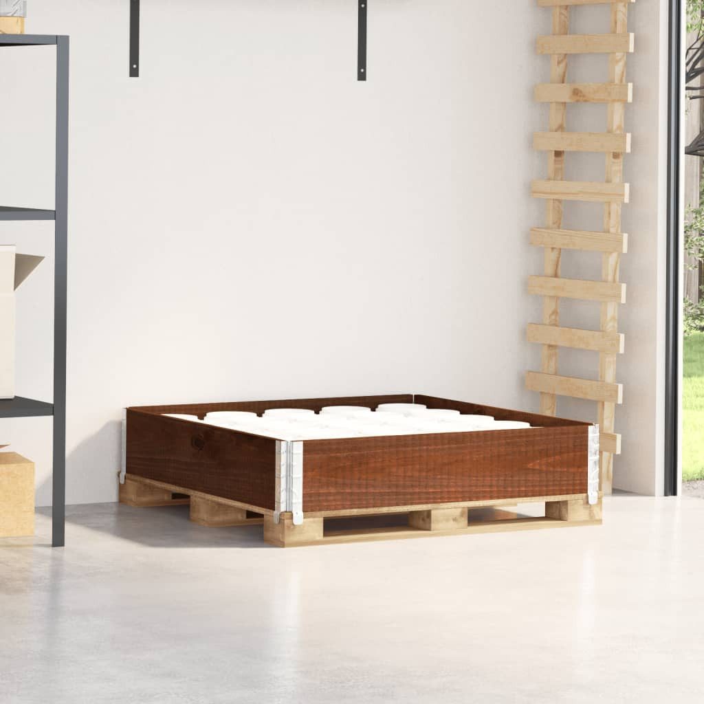 vidaXL Palettenbett Paletten-Aufsatzrahmen Braun 100x100 cm Massivholz Kiefer (1-tlg)