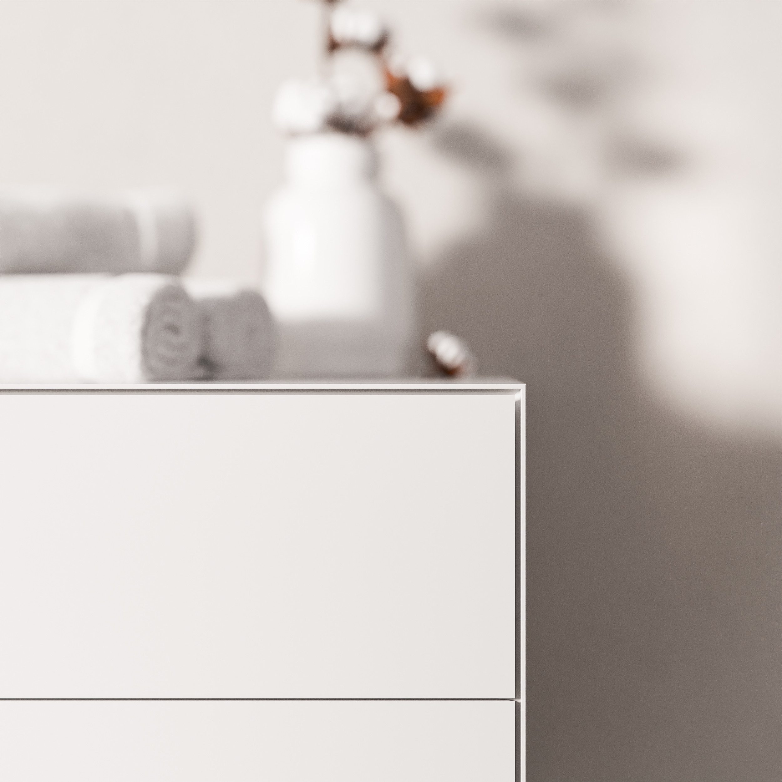 Bernstein Waschbeckenunterschrank MILOU 160cm Weiß matt Unterschrank für Aufsatzwaschbecken 2 Schubladen