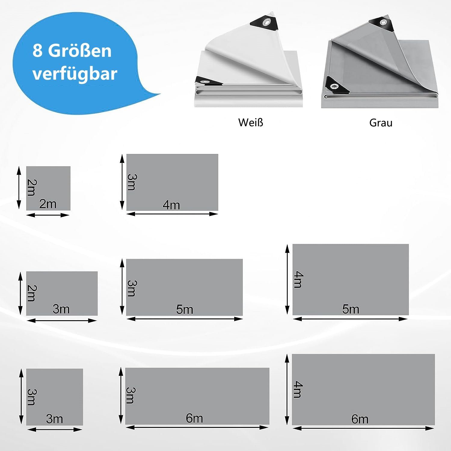 Woltu Schutzplane, Abdeckplane wasserdicht mit Ösen 140 g/m² PE UV-beständig