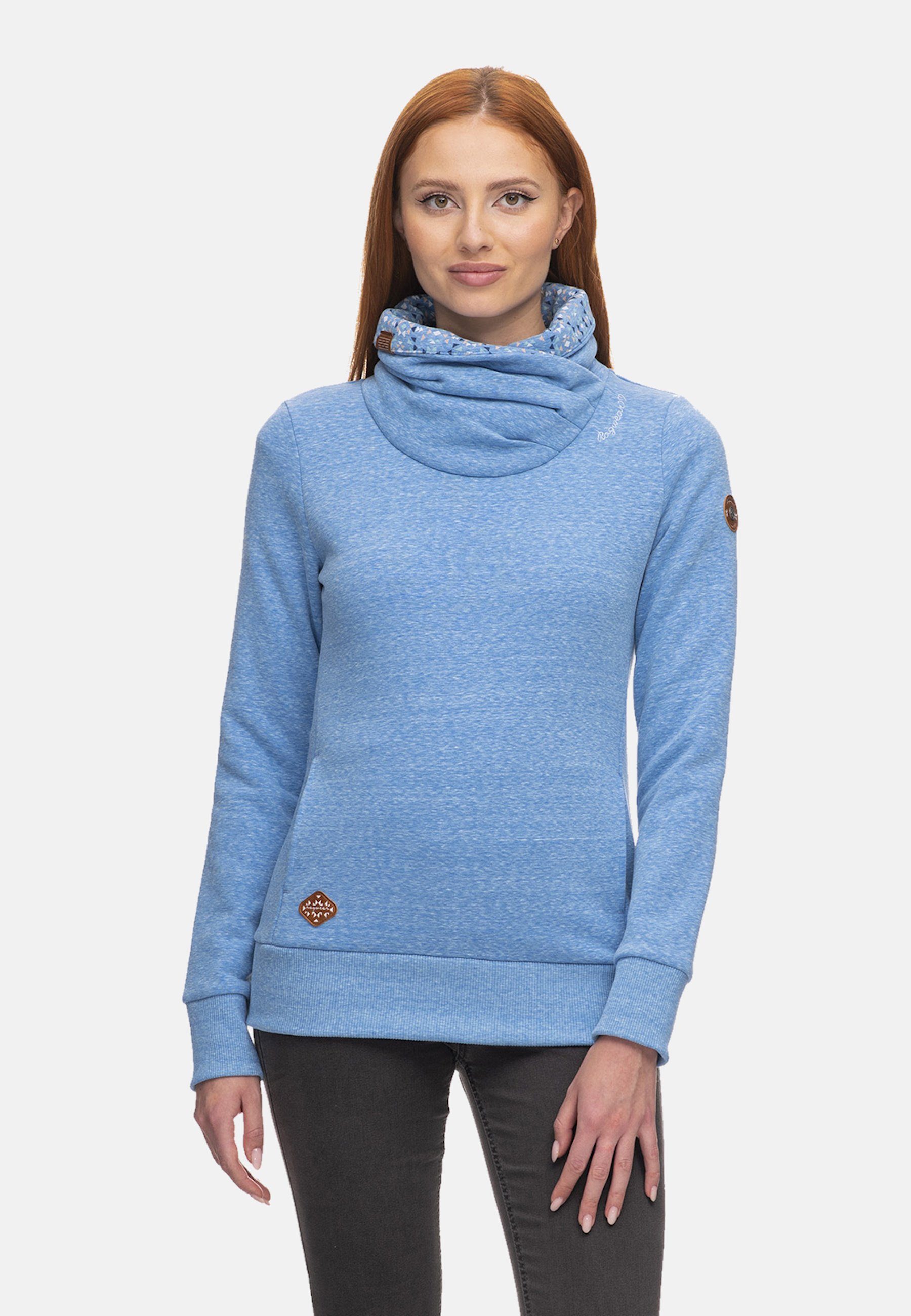 Ragwear Sweatshirt Pullover ANABELKA Sweatshirt mit Stehkragen und (1-tlg) blau