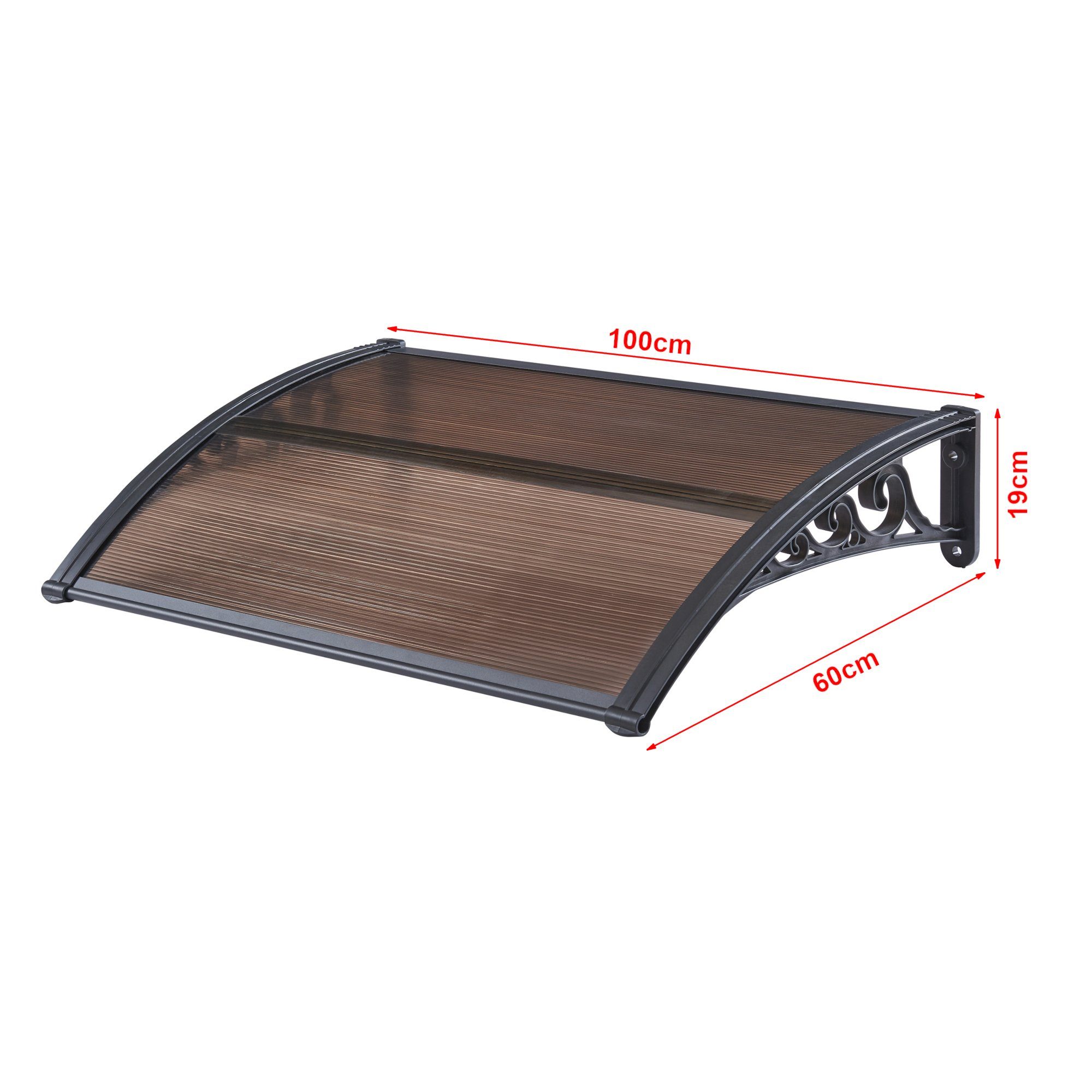 en.casa Vordach, »Mellerud« Überdachung 100 x 60 cm Schwarz/Braun