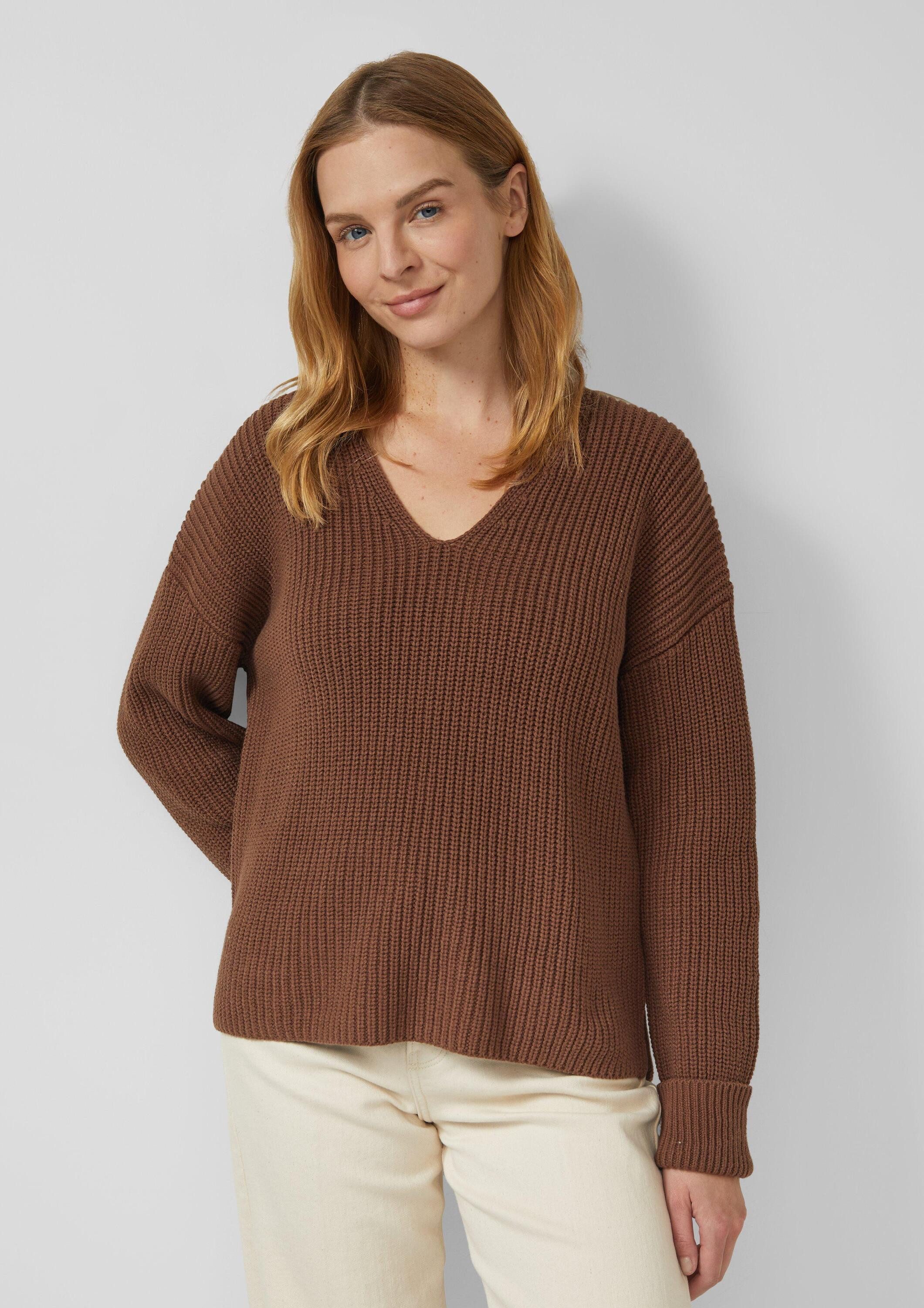 s.Oliver Longpullover Strickpullover Grobstrickpullover mit V-Ausschnitt im günstig online kaufen