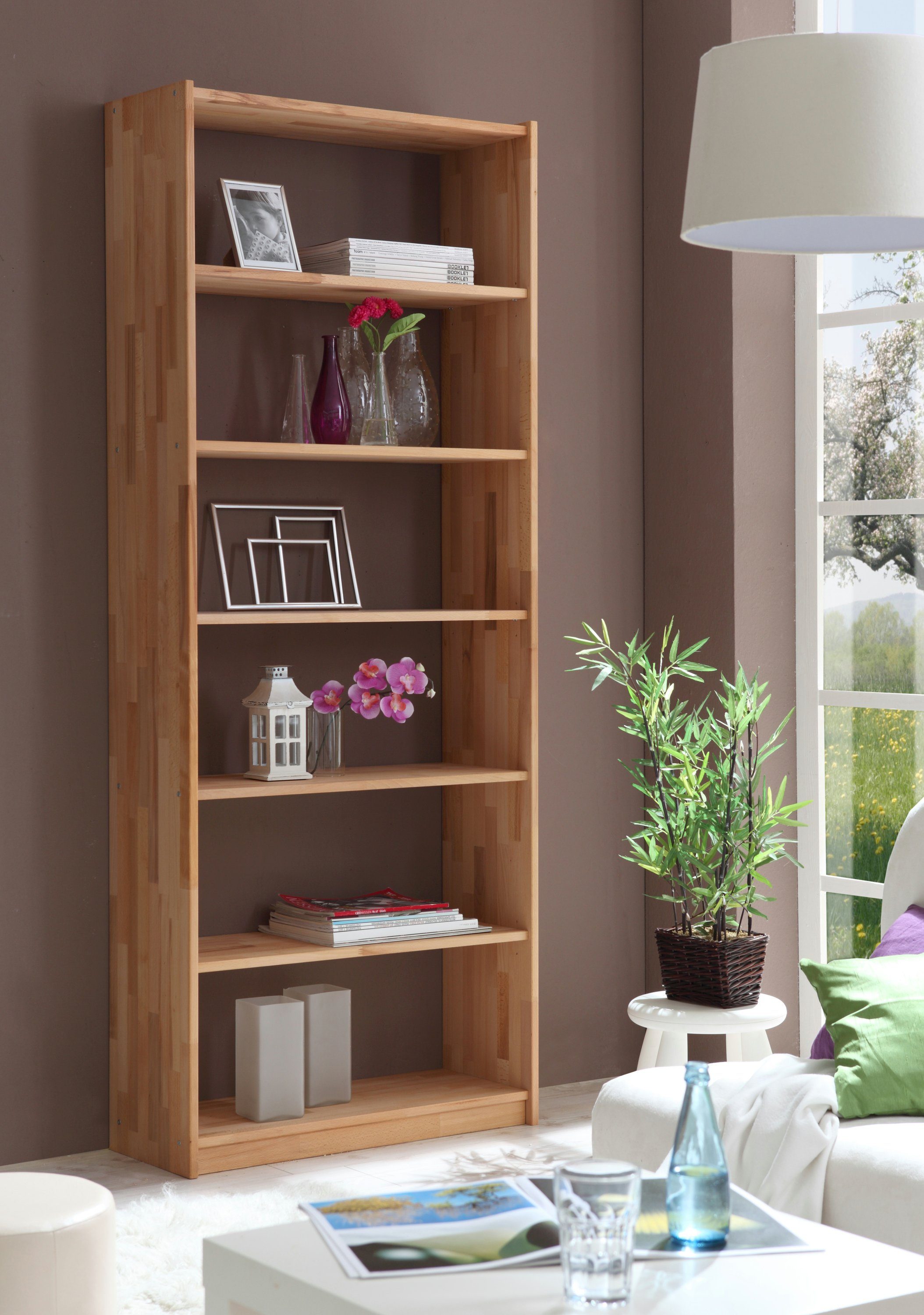 Ticaa Standregal Standregal Bücherregal Simon Buche 6 Fächer, Massives Qual günstig online kaufen