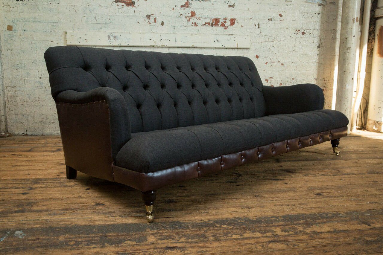 JVmoebel Chesterfield-Sofa klassische Chesterfield Couch 3 Sitzer Sofa Couch Leder Design Polster, Die Rückenlehne mit Knöpfen.