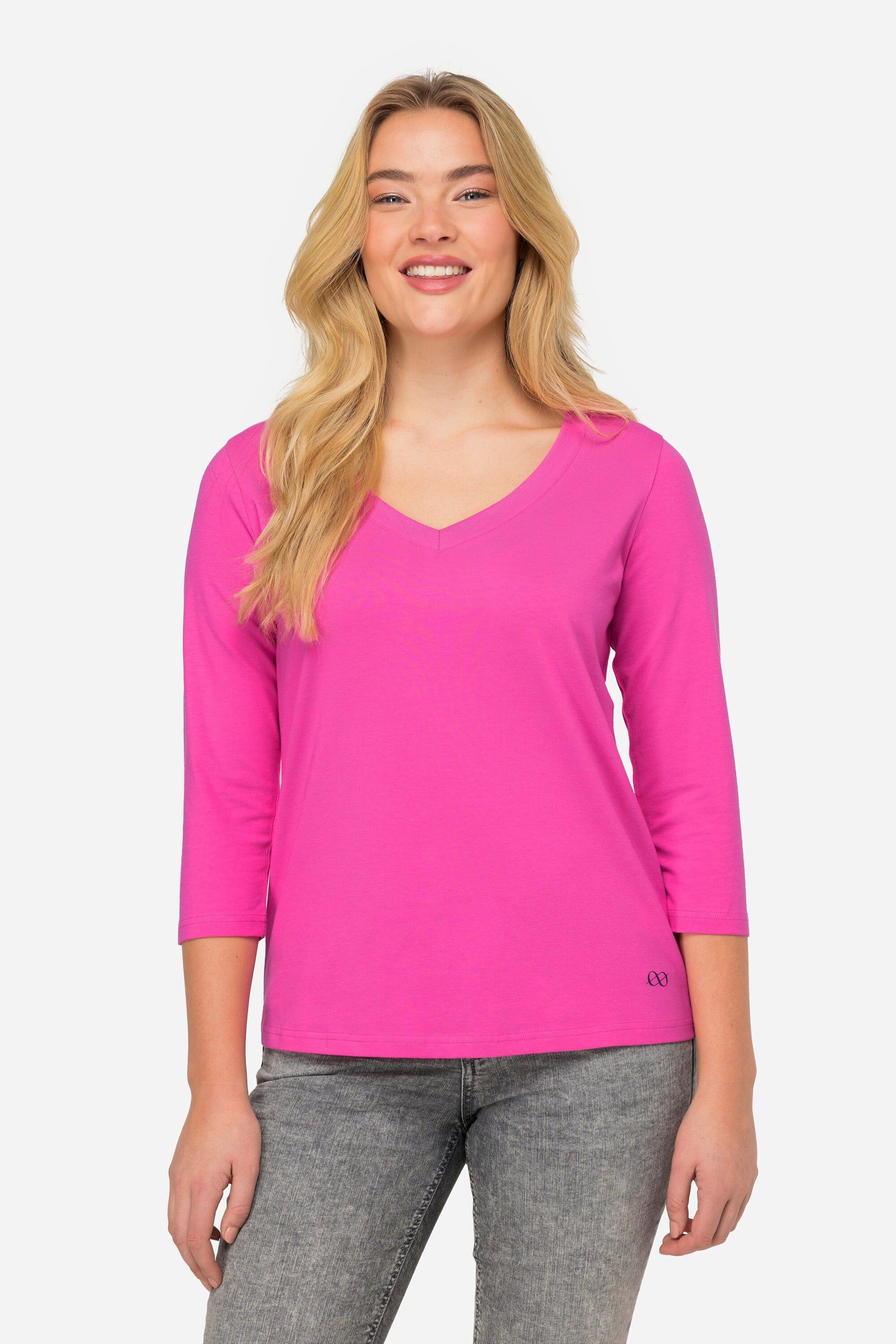 Laurasøn T-Shirt Basic-Shirt V-Ausschnitt 3/4-Arm günstig online kaufen