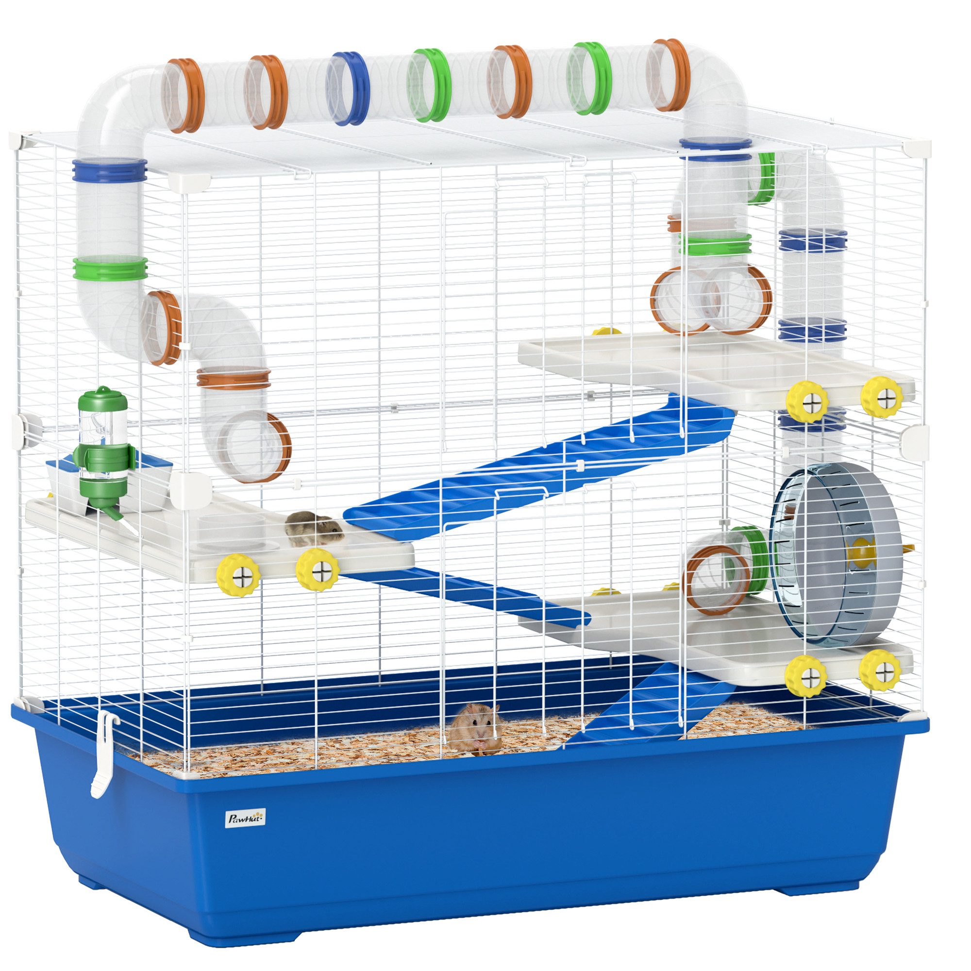 Kleintierkäfig Hamsterkäfig für Zwerghamster 4 Etagen Nagerkäfig mit Laufrad