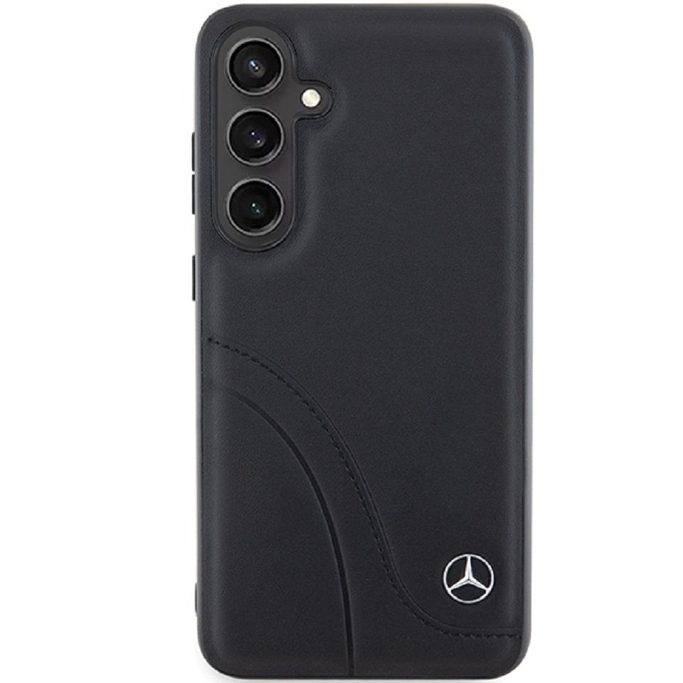 Mercedes Benz Handyhülle Case Galaxy S24 Plus Echtleder schwarz Stern Logo 6,7 Zoll, Kantenschutz