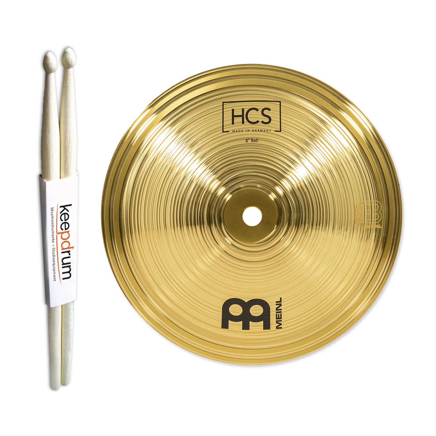 Meinl Cymbals Becken Meinl Becken HCS8B Bell 8 Zoll Effektbecken mit Drumsticks, 1-St., Becken, Vorteils-Set mit Drumsticks