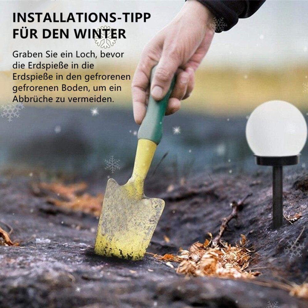 mit Erdspieß, Garten integriert, 8 Außen LED Gartenstrahler iscooter Kugel LED Tageslichtweiß, Solarlampe Solarleuchte für Stücke Gartenleuchte, fest Kugelerdspiess, LED LED