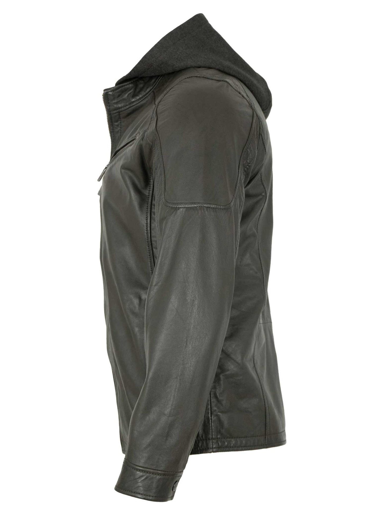 Jilani Lederjacke Joan Jilani - Herren Lederjacke Kapuze Lammnappa khaki günstig online kaufen