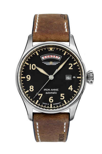 IRON ANNIE Automatikuhr 51642, Armbanduhr, Herrenuhr, Datum, Leuchtzeiger, Made in Germany