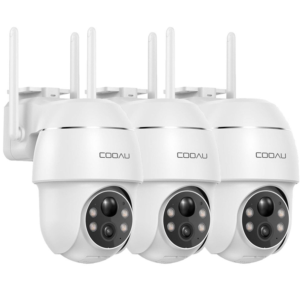 COOAU Überwachungskamera 3 Stück Überwachungskamera Aussen Akku355°/90° Pan Tilt Kamera (Aussen, Außenbereich, Außen, Outdoor, Überwachung Außen,Kabellos WLAN Kamera Outdoor PTZ 2K-Farb-Nachtsicht, 3-tlg., Personen-/Bewegungserkennung, IP66 Wasserdicht, kompatibel mit Alexa,Upgrade 4 Lichter Nachtsicht-Effekt)