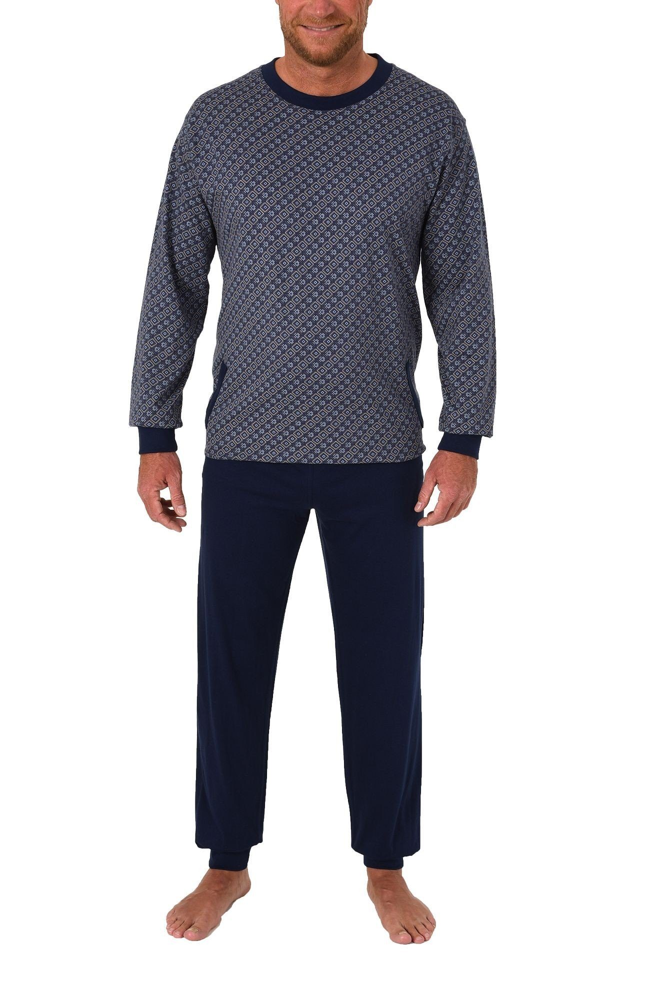 Normann Care Pyjama Herren Pflegeoverall langarm mit diagonalen Reißverschl günstig online kaufen