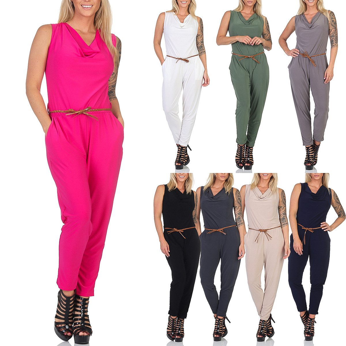 simaranda Jumpsuit Damen Overall 2411 34-38 Beige – Bild 4 von 4
