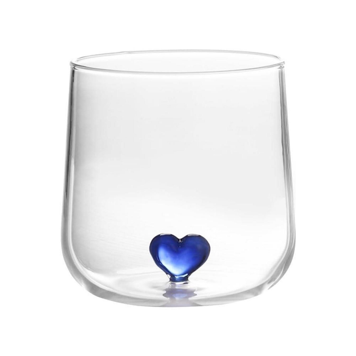 LuxusKollektion Cocktailglas Herzförmige Glasschale Paar Trinkbecher Blau, Glas