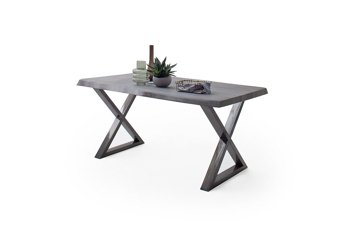 freiraum Baumkantentisch Calabria, in Akazie grau / antik - 200x79,5x100 (BxHxT)