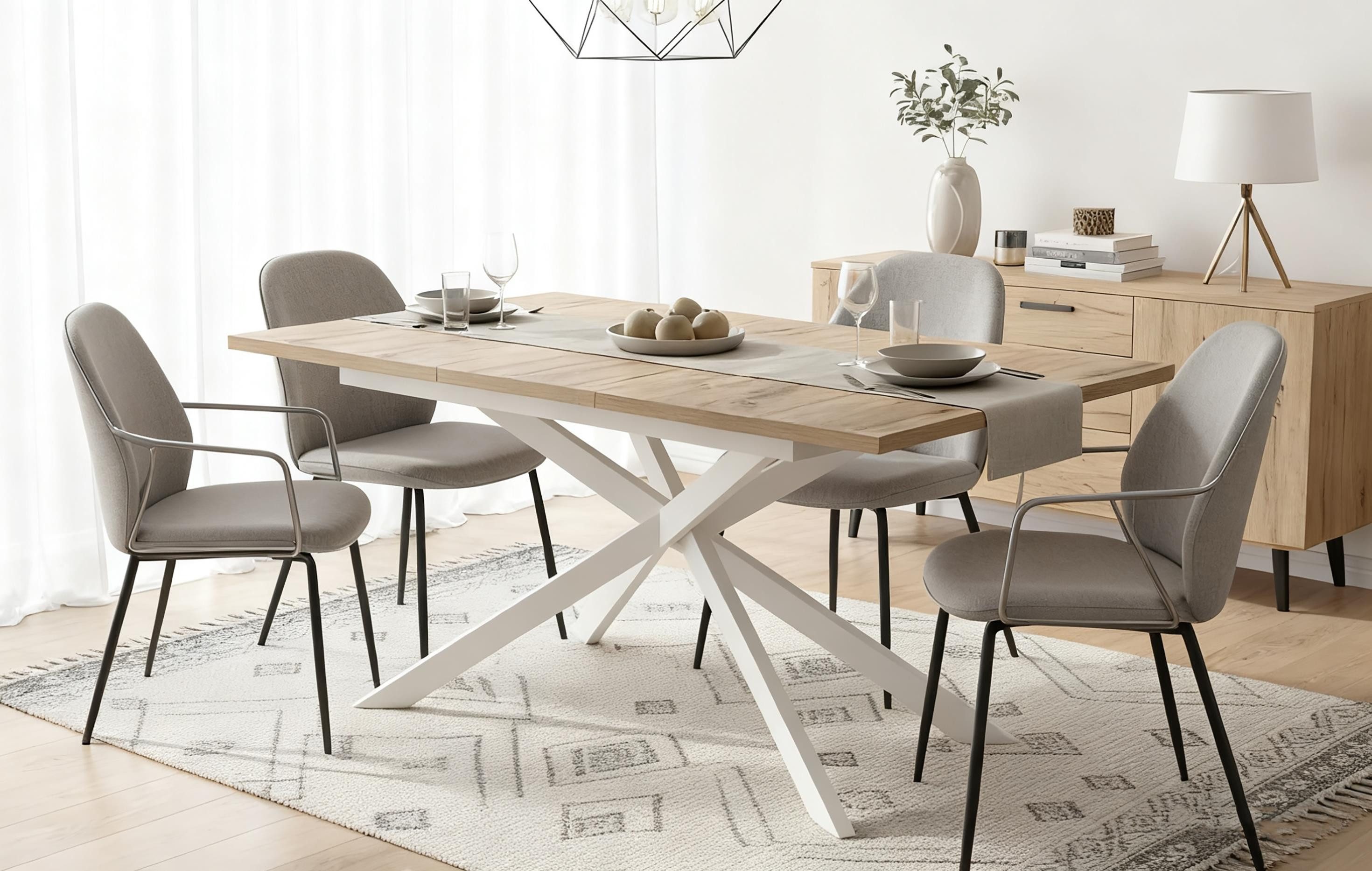 B&D home Esstisch LARS, Metallgestell schwarz oder weiß, ausziehbar 120-160cm, 4-6 Personen