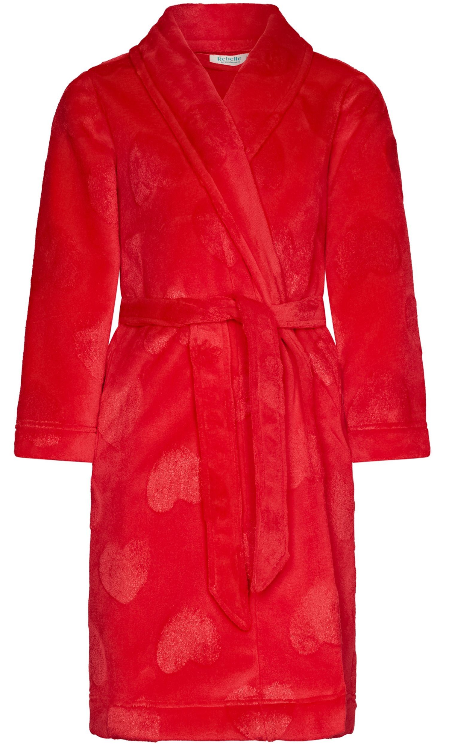 Rebelle Kinderbademantel Kuscheliger Mädchen Bademantel Herzen allover, Midi, Polyester, Schalkragen, Fleece