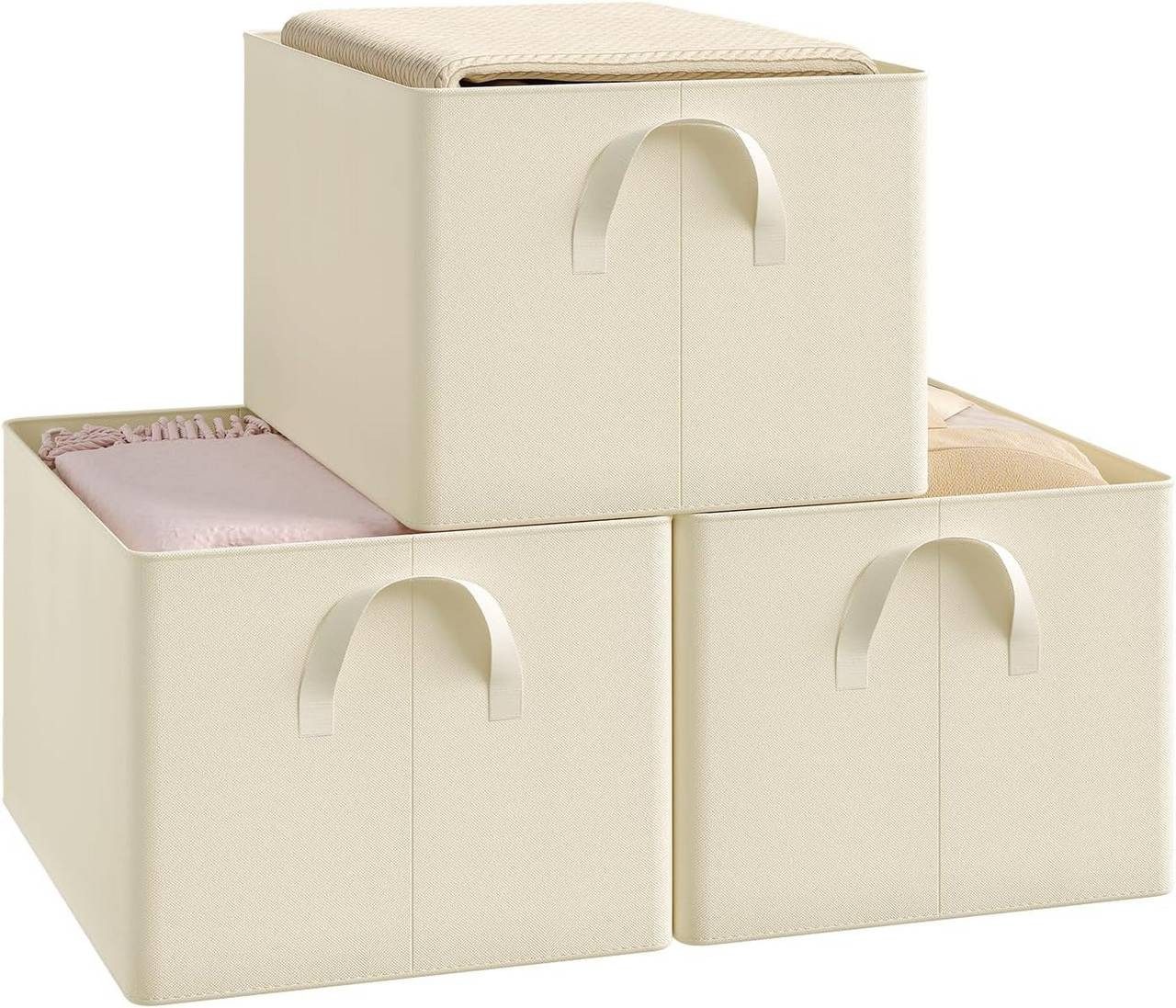 Woltu Aufbewahrungsbox (3 St), Aufbewahrungswürfel Stoff, mit Griffen, faltbar