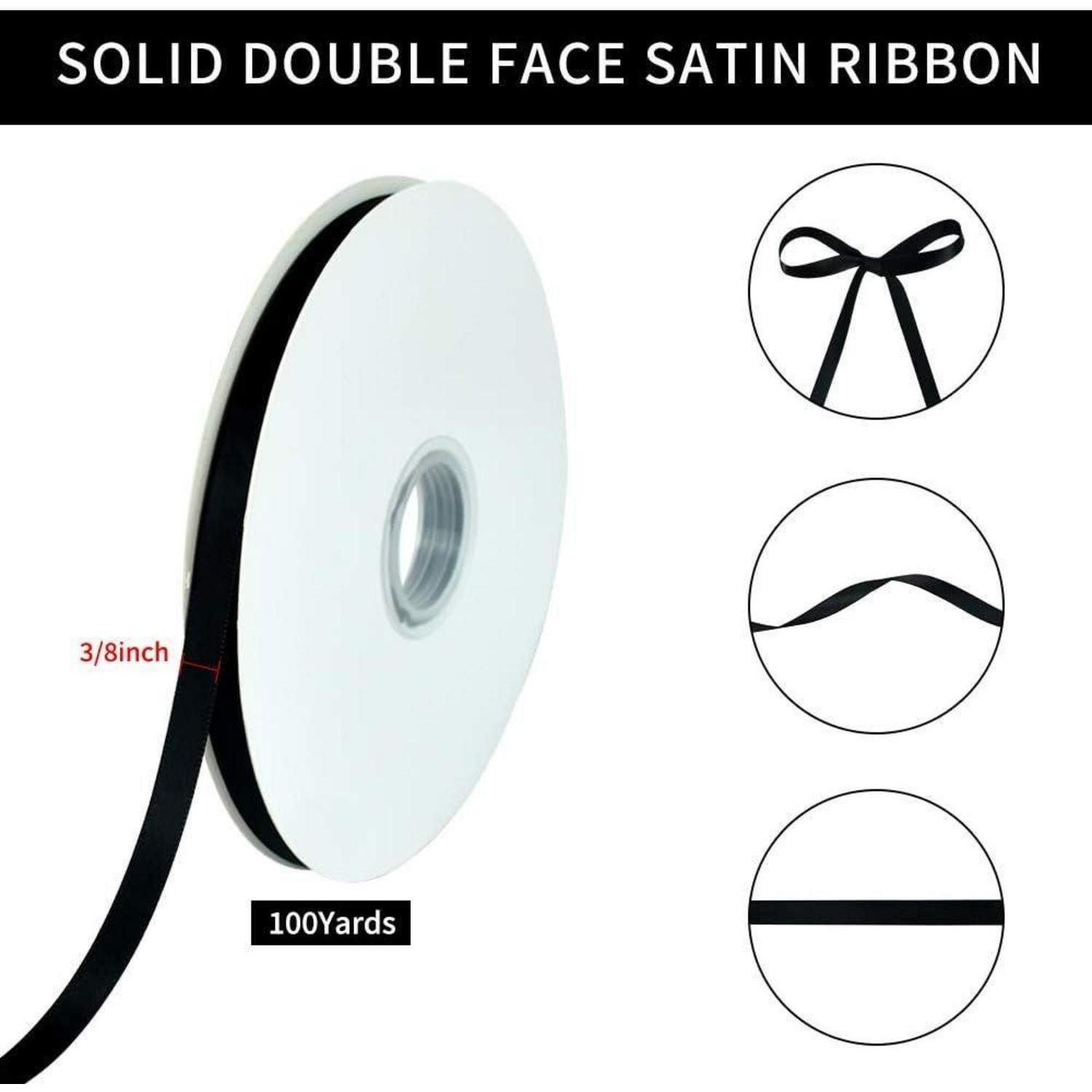 LuxusKollektion Geschenkpapier Satinband schwarz 10mm 91m Geschenkband 3/8 in x 100 yds Black