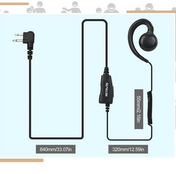Retevis Walkie Talkie Funk-Headset mit Mikrofon, 2-poliger Einziehbarer Spulenhörer(2 Stück), Kopfhörer, Kompatibel mit Motorola CP040 GP2000 HYTTC500 Usw C-Form