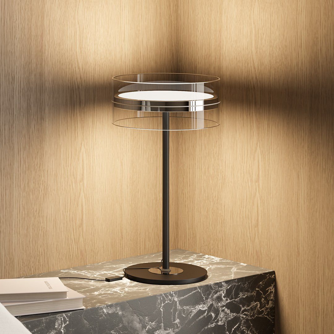 Neona LED Tischleuchte ASTERIA Schwarz / Chrom, LED fest integriert, Warmweiß
