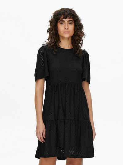 JACQUELINE de YONG Shirtkleid Kleid mit Lochstickerei JDYCARLA (lang) 4921 in Schwarz