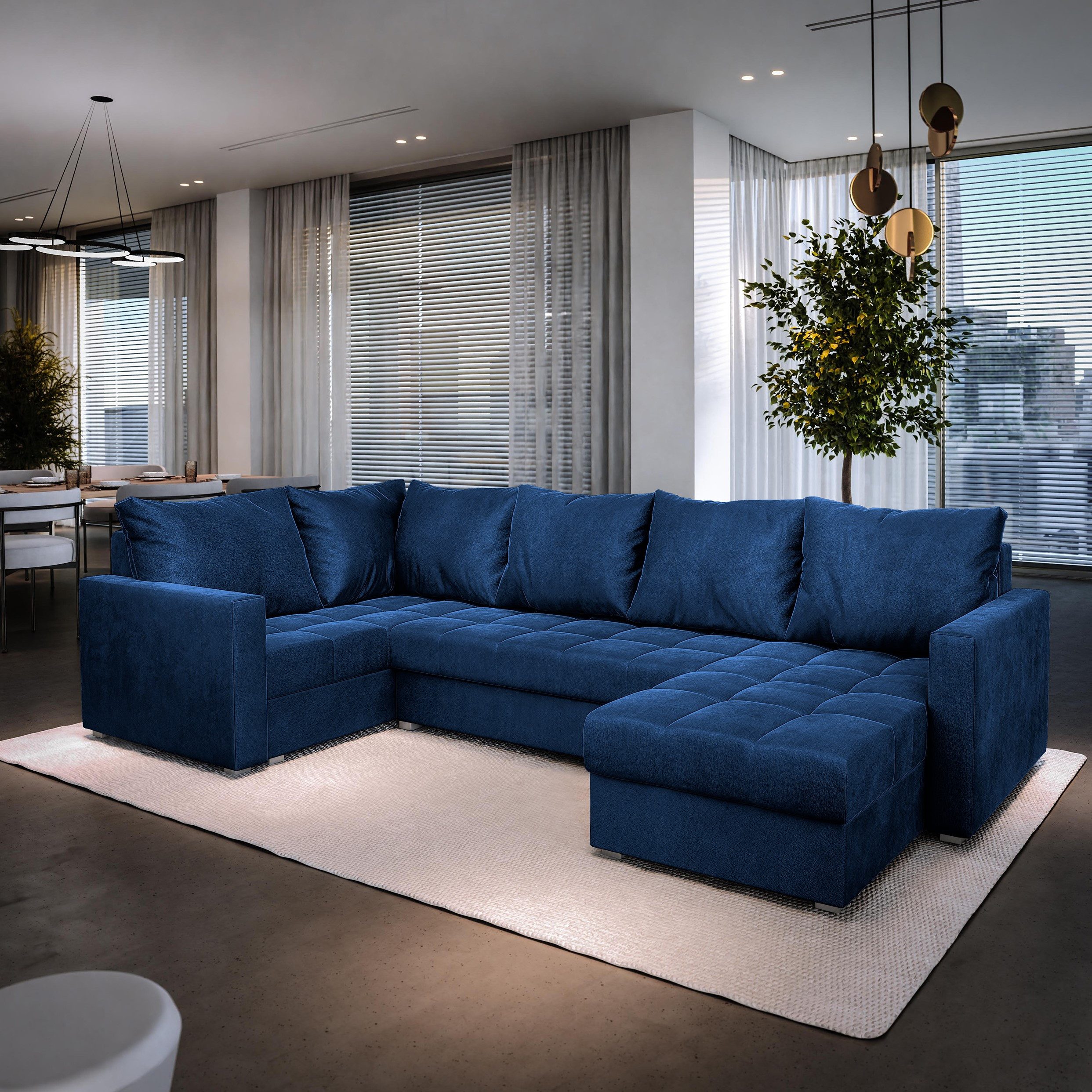 Masseno Ecksofa LORIVO mit Schlaffunktion U-Form, Sofa mit Bettkasten günstig online kaufen