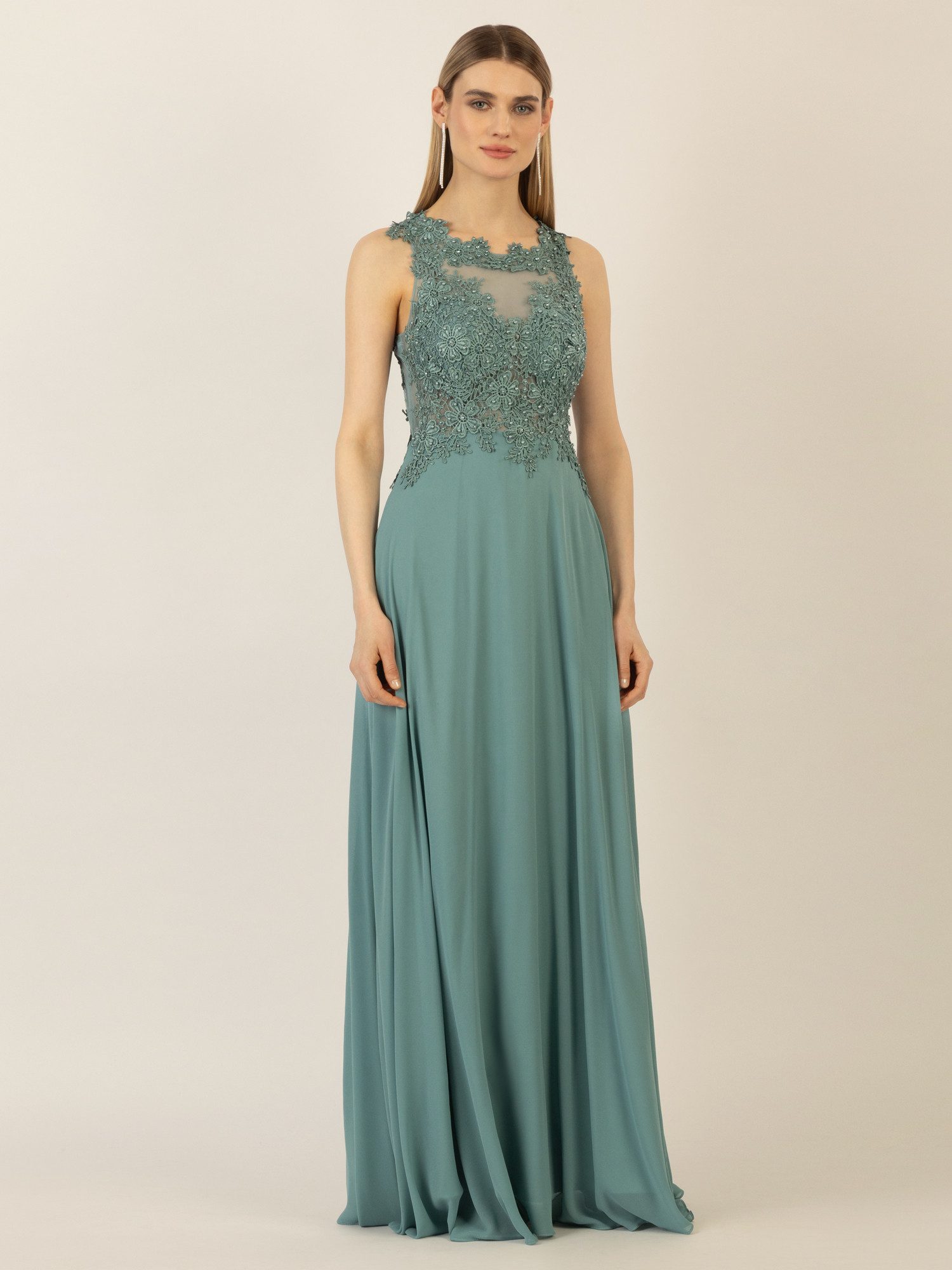 Apart Abendkleid im Materialmix aus bestickter günstig online kaufen