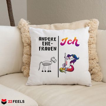 22Feels Dekokissen Ehefrau Geschenk Hochzeitstag Geburtstag Valentinstag Einhorn, Deko mit Persönlichkeit