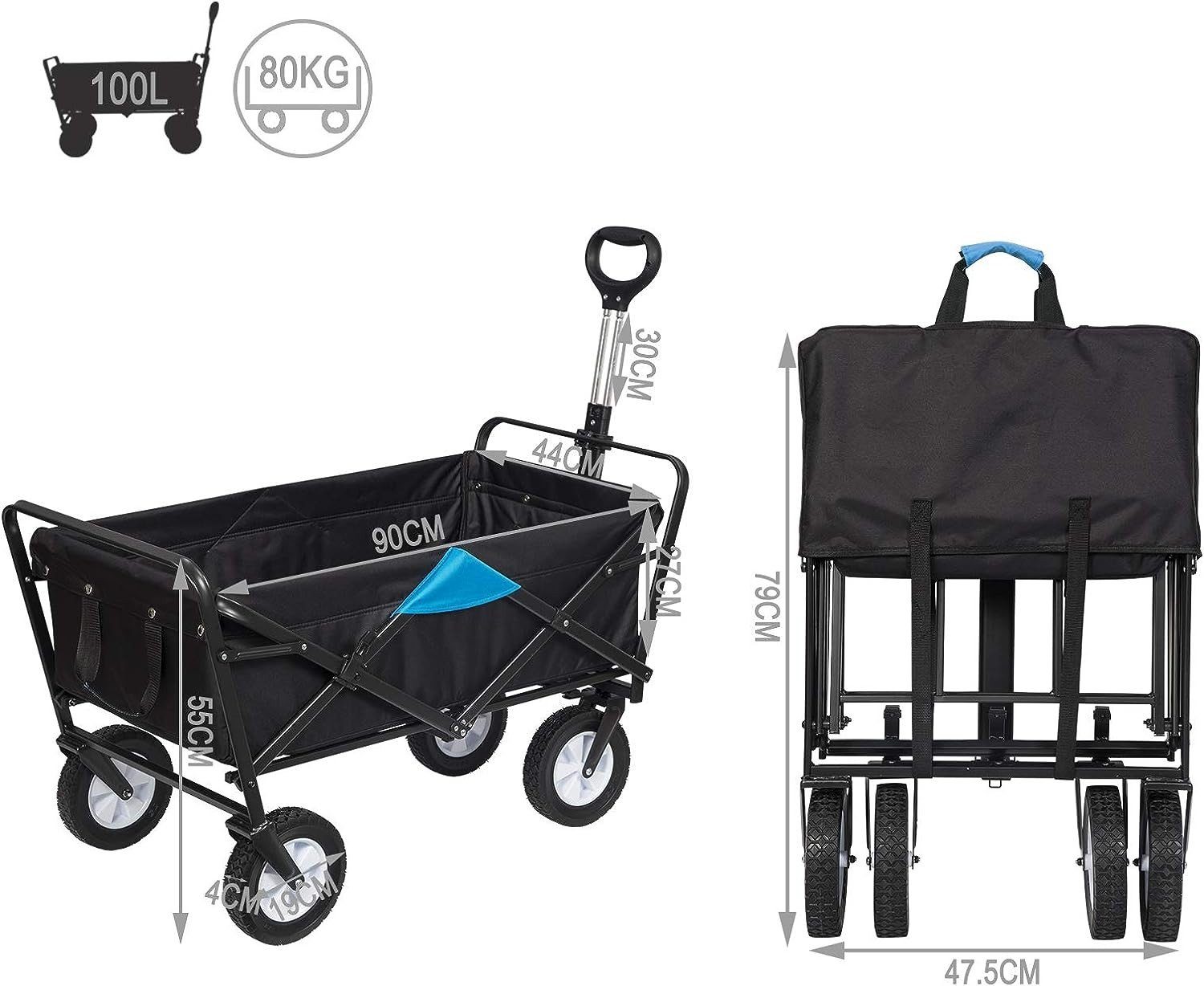 EUGAD Bollerwagen (1-tlg), faltbar klappbar belastbar bis 80kg PP-Räder