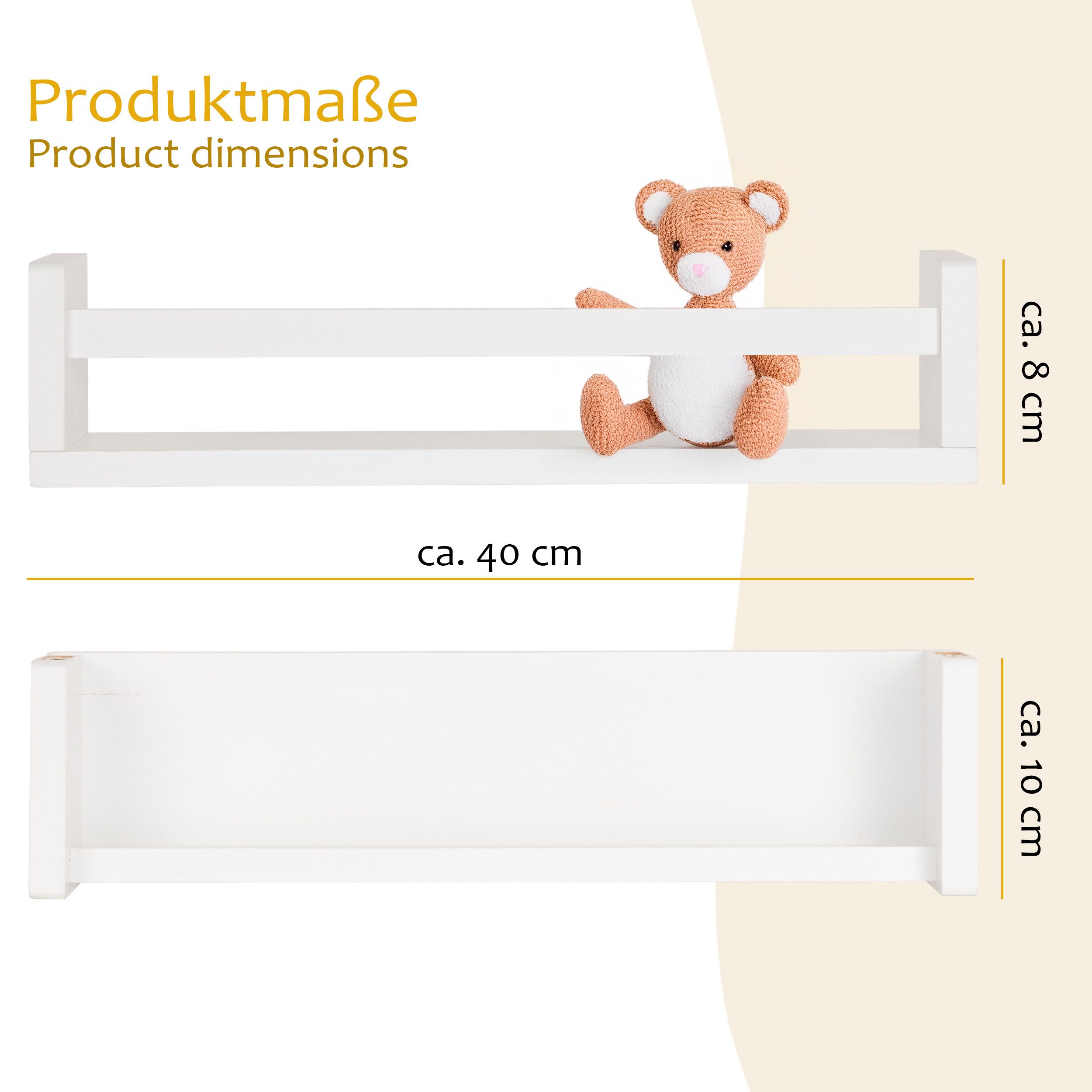 ONVAYA Wandregal Massivholz ǀ Naturholz oder Weiß ǀ 4er-Set aus Holz günstig online kaufen