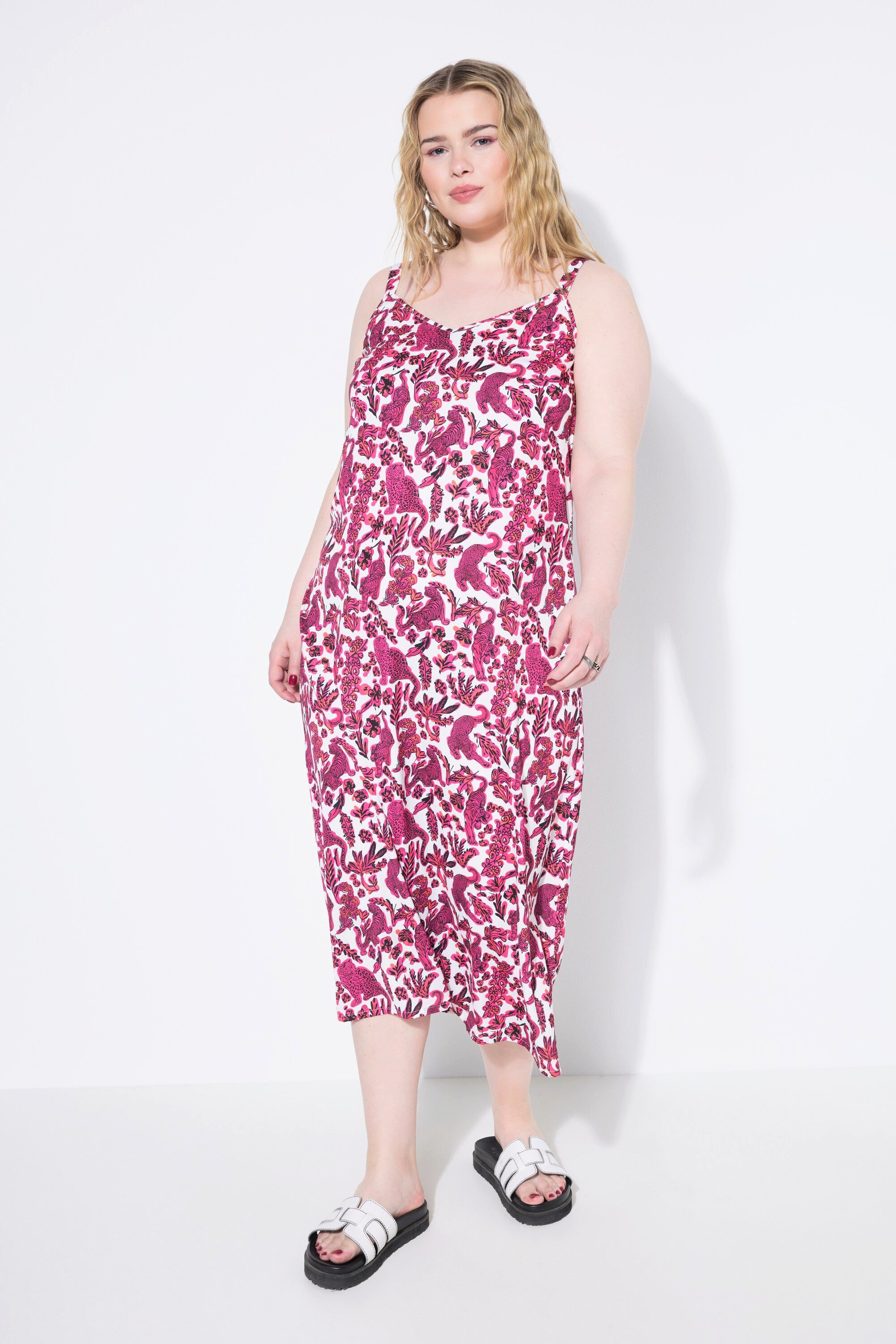 Studio Untold Maxikleid Maxikleid A-Line Satin Leo-Alloverdruck