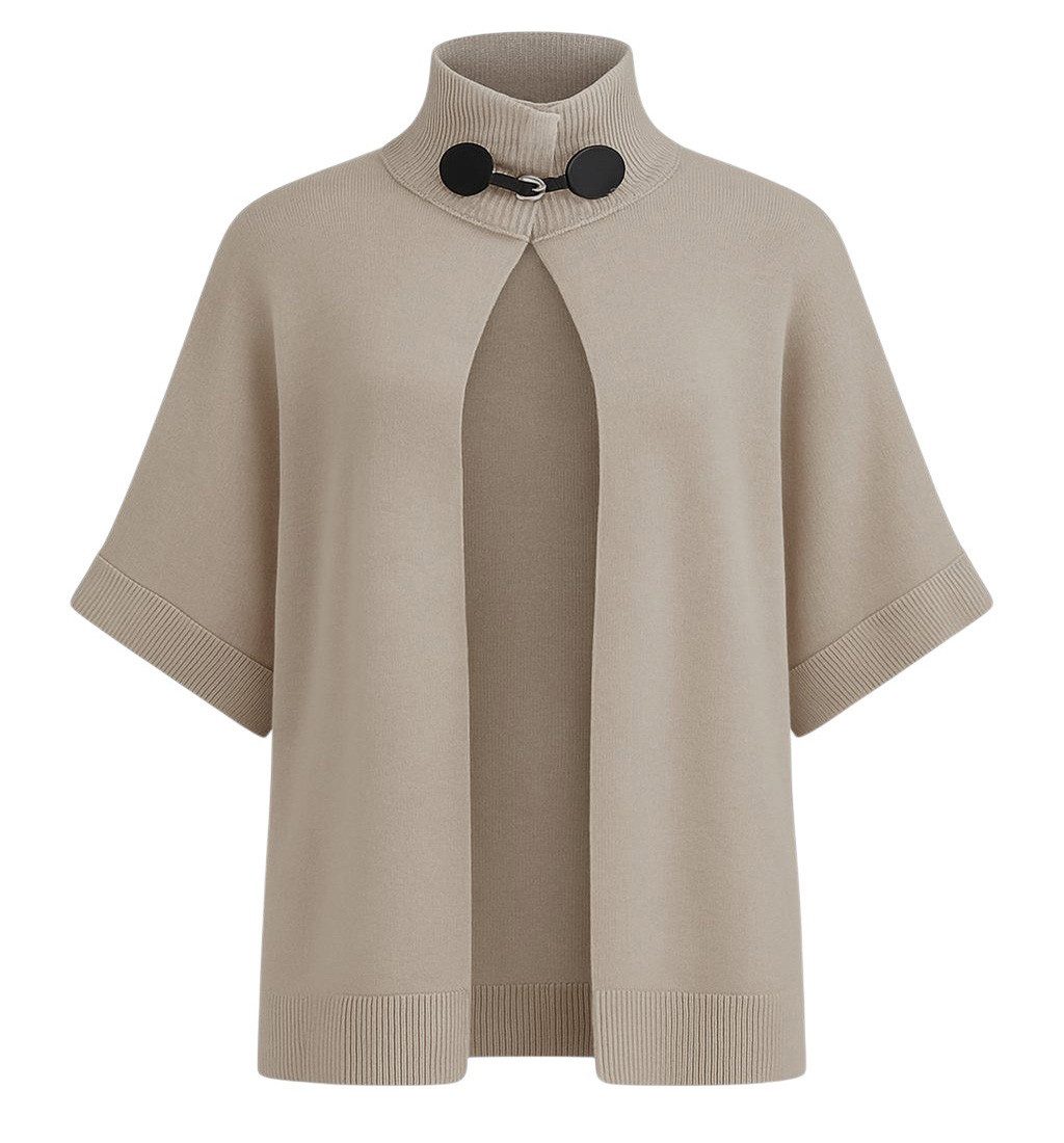 Mississhop Strickponcho Damen Strickponcho mit Stehkragen günstig online kaufen