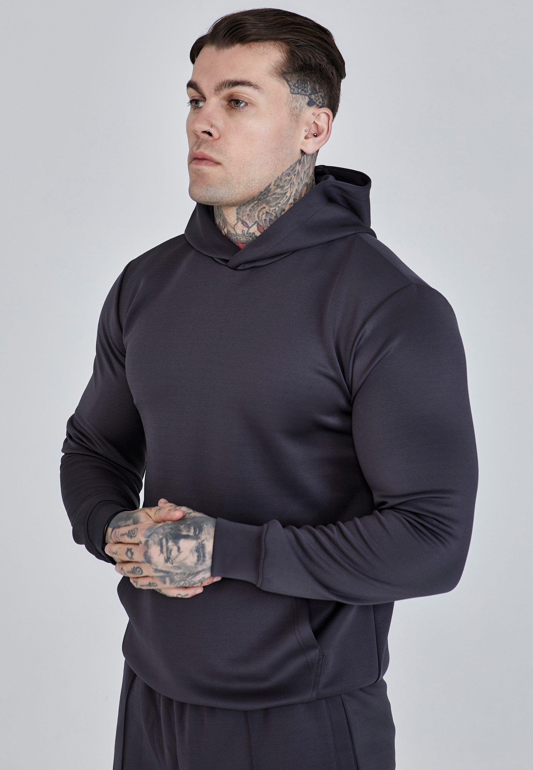 Siksilk Hoodie SikSilk Herren Grauer Smart Kapuzenpullover