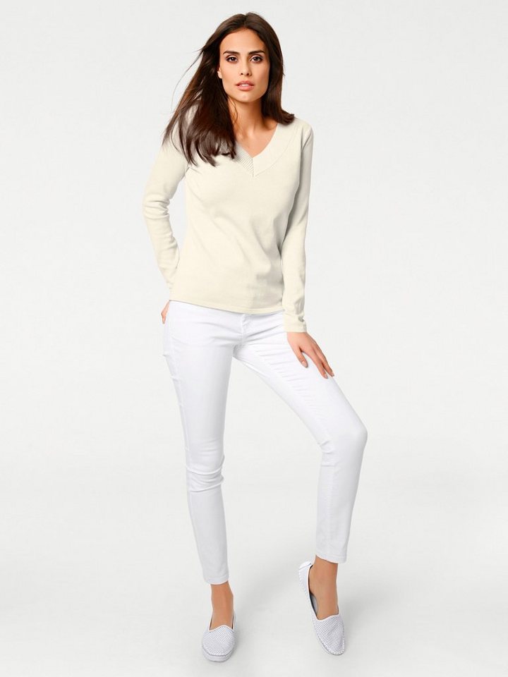 heine Strickpullover V-Pullover Langarm Feinstrick