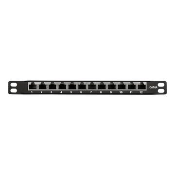 LogiLink NP0066 Netzwerk-Patch-Panel (10 Zoll Cat.6A, 12-Port, 0,5 HE, geschirmt PoE, PoE+ und PoE)