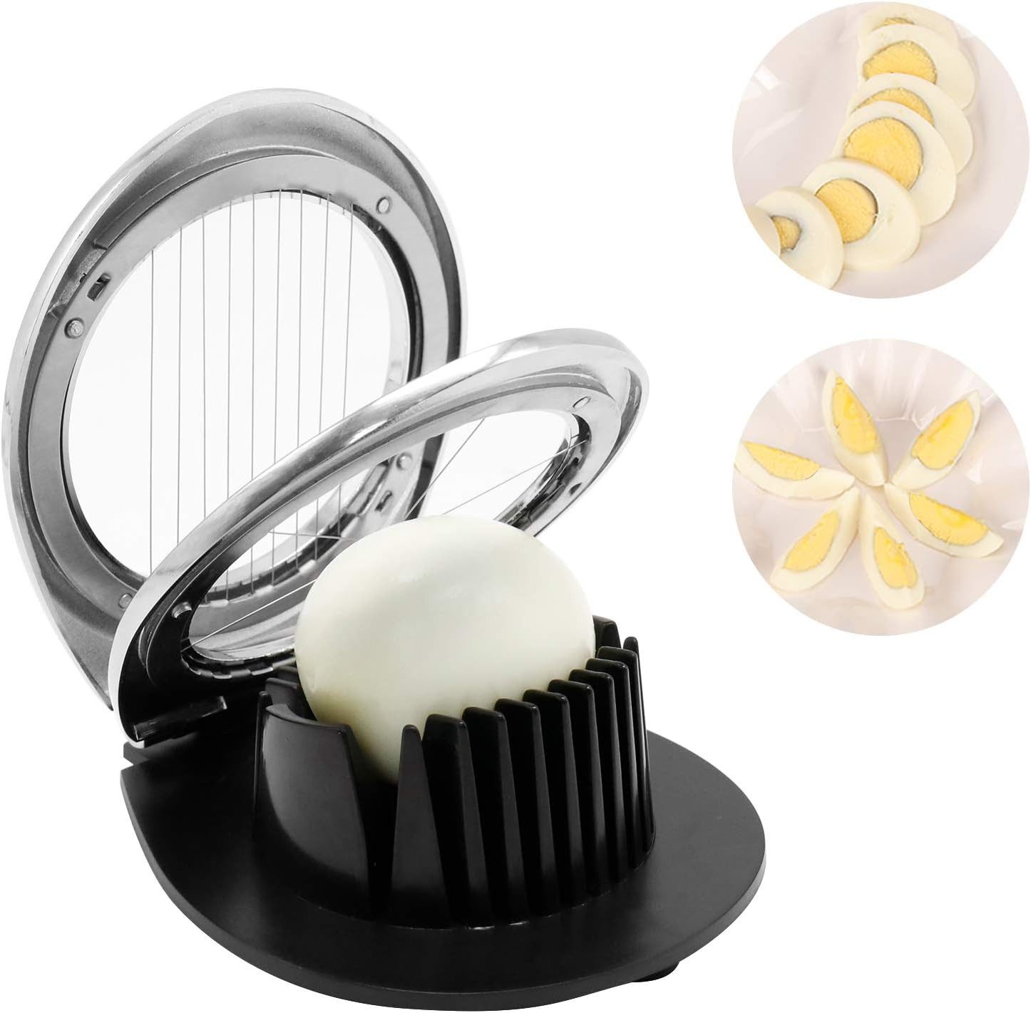 feinlux Eierschneider Edelstahl Schnittlinie 2-in-1-Eierschneider(1 Stück), (Packung, Multifunktionaler Eierschneider), für Eier, Kiwi, Erdbeeren, Weiche Speisen
