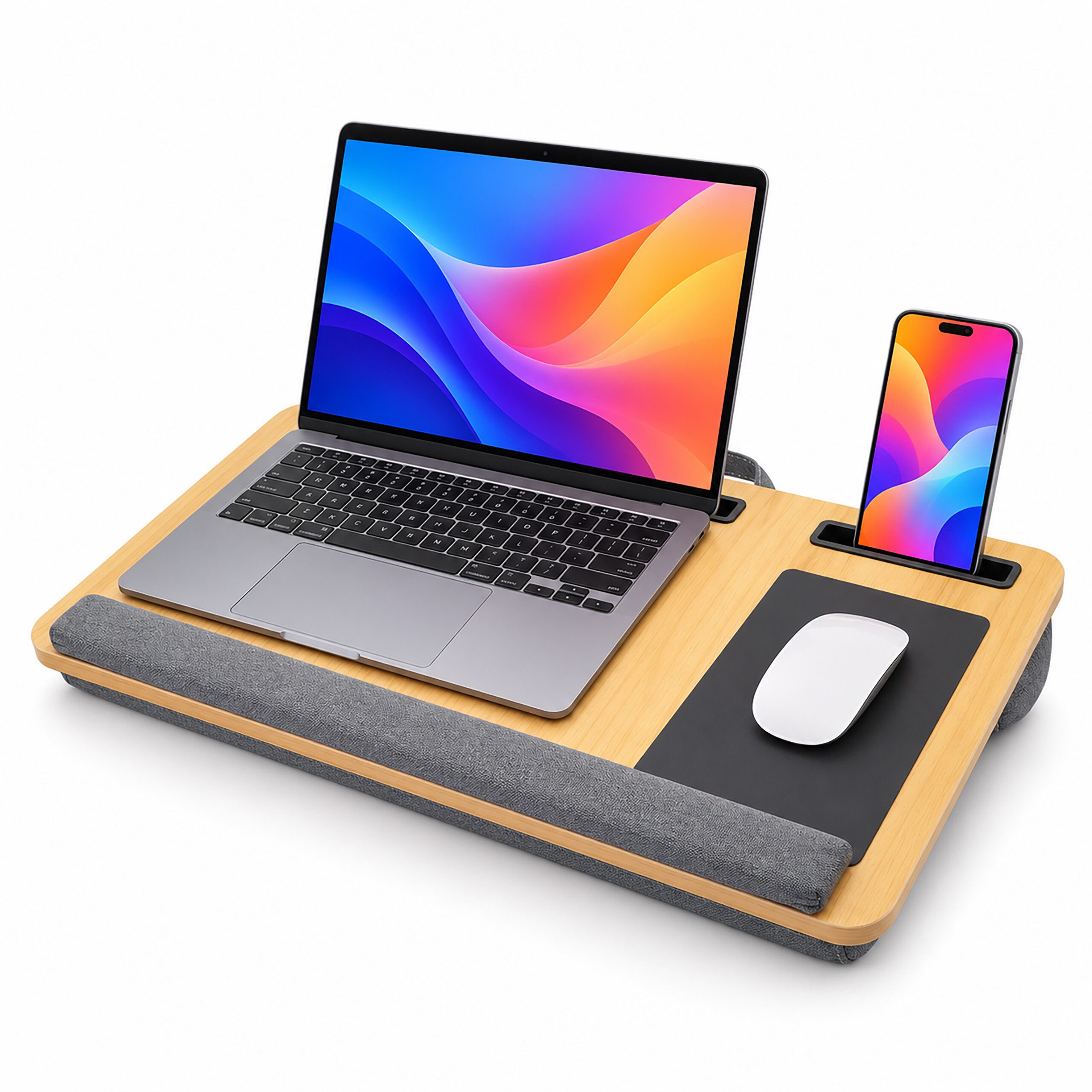 relaxdays Laptoptisch Laptopkissen mit Mauspad (1-St), Holzoptik von RELAXDAYS