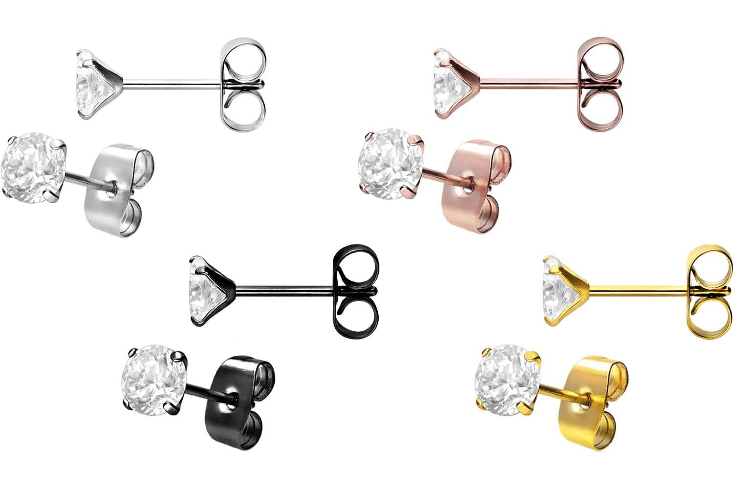 FILANGO Paar Ohrstecker Chirurgenstahl Ohrstecker EINGEFASSTER KRISTALL (Ohrstecker, 1-tlg)