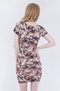 Sarcia.eu Minikleid Damen Kleid mit Rosen-Druck Figurbetontes Mini Cocktailkleid L